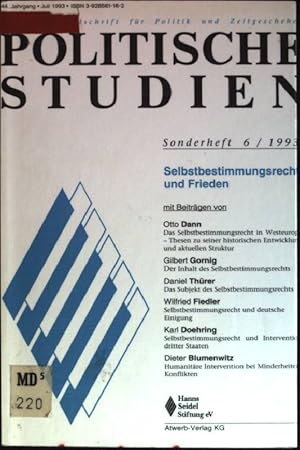 Seller image for Selbstbestimmungsrecht und Frieden Politische Studien; Sonderheft 6 for sale by books4less (Versandantiquariat Petra Gros GmbH & Co. KG)