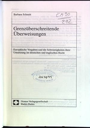 Bild des Verkufers fr Grenzberschreitende berweisungen: europische Vorgaben und die Schwierigkeiten ihrer Umsetzung im deutschen und englischen Recht. Studien zum Bank- und Brsenrecht; Bd. 47 zum Verkauf von books4less (Versandantiquariat Petra Gros GmbH & Co. KG)