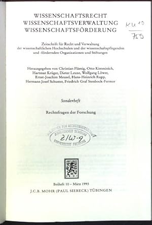 Bild des Verkufers fr Rechtsfragen der Forschung Wissenschaftsrecht, Wissenschaftsverwaltung, Wissenschaftsfrderung; 10 zum Verkauf von books4less (Versandantiquariat Petra Gros GmbH & Co. KG)