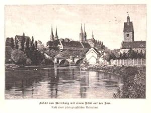 Bild des Verkufers fr Ansicht von Merseburg mit einem Blick auf den Dom. Holzstich nach einer Photographie. zum Verkauf von Antiquariat Heinz Tessin