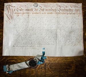 Handschrift auf Pergament, Urkunde der Zunftmeister des Bierbrauer-Handwerks in Heidelberg für ei...