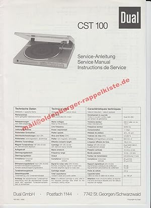 Service Manual DUAL CST 100 (Plattenspieler) - Original-Schaltungsunterlagen