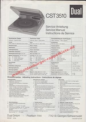 Service Manual DUAL CST 3510 (Plattenspieler) - Original-Schaltungsunterlagen - Dual GmbH (Hrsg)