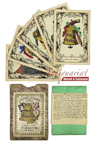 Glocken- u. Hammerspiel. 5 kolor., lith. Spielkarten und 1 Faltblatt "Erklärung des Glocken- und ...