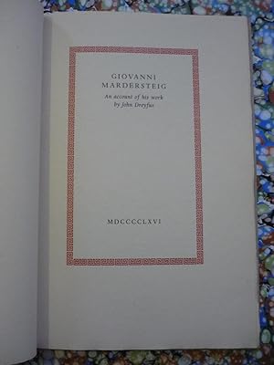 Giovanni Mardersteig. An account of his work by John Dreyfus.Verona,Mardersteig. Stampato come om...