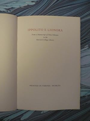 Ippolito e Lionora. From a Manuscript of Felice Feliciano in the Harvard College Library.Verona,M...