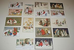16 Cartes Postales Modernes "Noël et Nouvel An" illustrées par Pauli Ebner, Franziska Schenkel et...