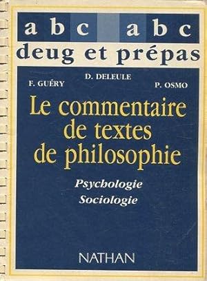 LE COMMENTAIRE DE TEXTES DE PHILOSOPHIE.