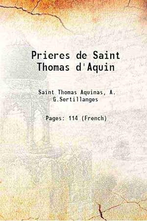 Seller image for Prieres de Saint Thomas d' Aquin 1920 for sale by Gyan Books Pvt. Ltd.