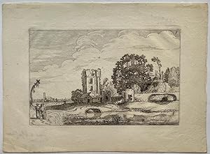 Antique print, etching | Landscape with tower of 'Het Huis te Kleef' [Series of Landscapes] - J. ...