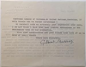 Typed Letter Signed discussing peace between England and the United States