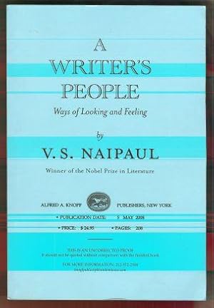 Seller image for A WRITER'S PEOPLE. WAYS OF LOOKING AND FEELING for sale by REVERE BOOKS, abaa/ilab & ioba