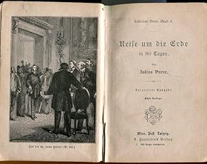 Bild des Verkufers fr Reise um die Erde in 80 Tagen. Von Julius Verne. Authorisierte Ausgabe. zum Verkauf von Antiquariat am Flughafen