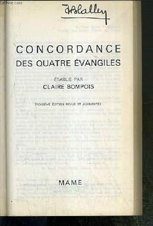 Bild des Verkufers fr CONCORDANCE DES QUATRE EVANGILES - 3eme EDITION zum Verkauf von Le-Livre