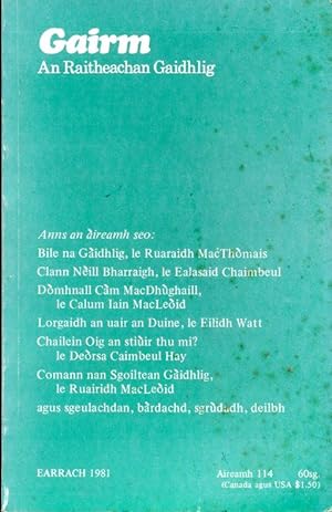 Imagen del vendedor de Gairm : An Raitheachan Gaidhlig : Spring 1981 - No 114 a la venta por Godley Books