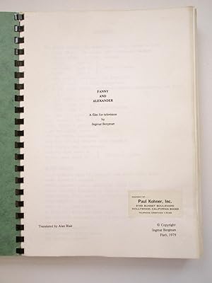 Seller image for 1979 INGMAR BERGMAN - FANNY AND ALEXANDER - Original Early Draft SCREENPLAY of the FOUR PART, FIVE HOUR FILM for TELEVISION for sale by Blank Verso Books