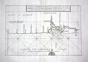 Imagen del vendedor de A new correct mapp of calbar river, Part of the Ethiopick Gulph" / Calabar town Nigeria West Africa Coast - / engraving map Karte a la venta por Antiquariat Steffen Vlkel GmbH