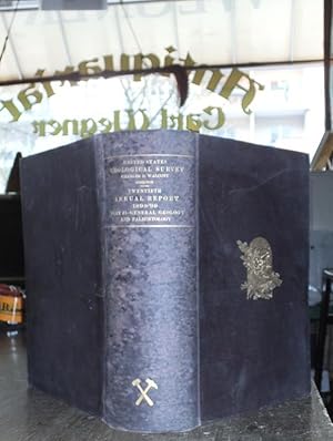 Seller image for Twentieth Annual Report of the United States Geological Survey to the Secretary of the Interior 1898 - 1899. In seven Parts. Part II: General Geology and Paleontology: Becker, G.F.: Brief memorandum on the geology of the Philippine Islands (p.1-8). Dale, T.N.: A study of Bird Mountain, Vermont ( Pls. I-II, p. 9-24). Girty, G.H.: Devonian fossils from southwestern Colorado: The fauna of the Ouray formation ( Pls. III-VII, p. 25-82). Russell, I.C.: A Preliminary paper on the geology of the Cascade Mountains in northern Washington ( Pls VIII-XX, p. 83-210). Ward, L.F.: Status of the Mesozoic floras of the United States (Pls. XXI-CLXXIX, p.211-748). White, David: The stratigraphic Succession of the fossil floras of the Pottsville formation in the Southern Anthracite coal filed, Pennsylvania (Pls. CLXXX-CXCIII, p. 749-918). for sale by Antiquariat Carl Wegner