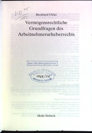 Seller image for Vermgensrechtliche Grundfragen des Arbeitnehmerurheberrechts. Geistiges Eigentum und Wettbewerbsrecht; 20 for sale by books4less (Versandantiquariat Petra Gros GmbH & Co. KG)