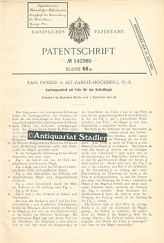 Seller image for Patentschrift Nr. 142980. Klasse 68 a: Vorhngeschlo mit Falle fr den Schlobgel. Kaiserliches Patentamt. for sale by Antiquariat im Kloster