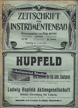 Bild des Verkufers fr Zeitschrift fr Instrumentenbau. 31. Jahrgang. 11. Juli 1911. Heft 29. Offizielles Organ der Berufsgenossenschaft der Musikinstrumenten-Industrie, des Vereins Deutscher Pianoforte-Fabrikanten, des Verbandes Deutscher Klavierhndler, des Vereins Deutscher Orgelbaumeister, des Vereins Deutscher Musikwerke-Fabrikanten, des Verbandes Deutscher Geigenbauer, des Vereins Deutscher Harmonium-Fabrikanten und des Verbandes der Geigenmacher der sterr.-Ungar. Monarchie. zum Verkauf von Antiquariat im Kloster