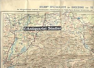 Brunn's Spezial-Karte der Umgebung von Oberammergau der Königsschlösser: Linderhof, Neuschwanstei...