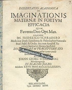 Dissertatio academica de imaginationis maternae in foetum efficacia quam. praeside dn. Friderico ...