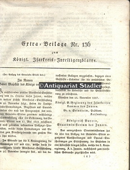 Immagine del venditore per Extra-Beilage Nr. 136 zum Knigl. Isarkreis=Intelligenzblatte. venduto da Antiquariat im Kloster