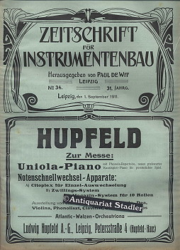 Bild des Verkufers fr Zeitschrift fr Instrumentenbau. 31. Jahrgang. 1. September 1911. Heft 34. Offizielles Organ der Berufsgenossenschaft der Musikinstrumenten-Industrie, des Vereins Deutscher Pianoforte-Fabrikanten, des Verbandes Deutscher Klavierhndler, des Vereins Deutscher Orgelbaumeister, des Vereins Deutscher Musikwerke-Fabrikanten, des Verbandes Deutscher Geigenbauer, des Vereins Deutscher Harmonium-Fabrikanten und des Verbandes der Geigenmacher der sterr.-Ungar. Monarchie. zum Verkauf von Antiquariat im Kloster