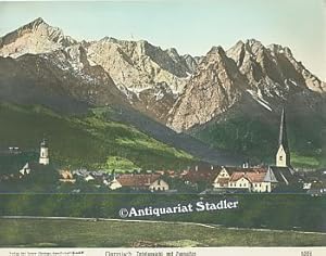 Garmisch. Totalansicht mit Zugspitze. Silbergelatine-Abzug der Neuen Photographischen-Gesellschaf...