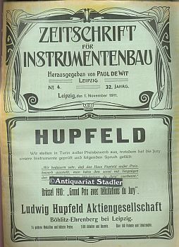 Zeitschrift für Instrumentenbau. 32. Jahrgang. 1. November 1911. Heft 4. Offizielles Organ der Be...