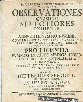 Dissertatio chirurgico-medica inauguralis, observationes quasdam selectiores exhibens: quam, annu...