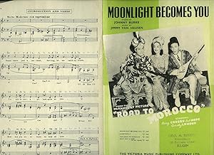 Seller image for Moonlight Becomes You; From the Bob Hope, Bing Crosby, and Dorothy Lamour Film "Road to Morocco" [Vintage Piano Sheet Music] for sale by Little Stour Books PBFA Member