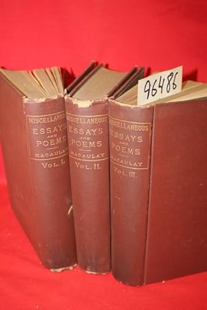 Seller image for Critical, Historical, and Miscellaneous Essays and Poems (3 volumes) for sale by Princeton Antiques Bookshop