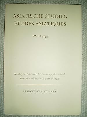 Seller image for Asiatische Studien / tudes asiatiques XXVI - 1972 for sale by Expatriate Bookshop of Denmark