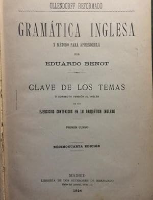 Seller image for GRAMTICA INGLESA Y MTODO PARA APRENDERLA. Claves de los temas  correcta versin al ingles. for sale by Librera Torren de Rueda