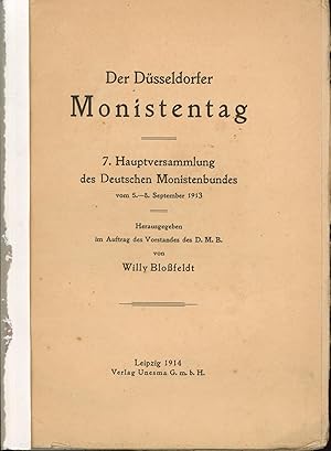 Image du vendeur pour Der Dsseldorfer Monistentag,7. Hauptversammlung des Deutschen Monistenbundes vom 5. - 8. September 1913, mis en vente par Antiquariat Kastanienhof