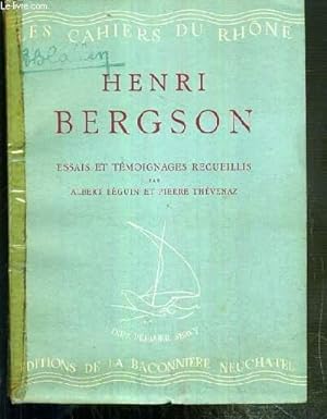 Bild des Verkufers fr HENRI BERGSON - LES CAHIERS DU RHONE - AOUT 1943 - HORS SERIE. zum Verkauf von Le-Livre