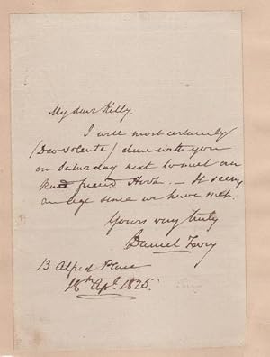 AUTOGRAPH LETTER SIGNED BY DANIEL TERRY.