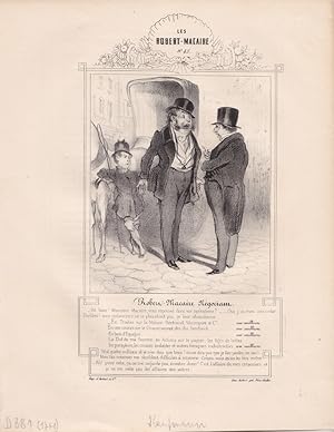 Kaufmann, Zylinder, Händler, original Lithographie um 1839 von Honoré Victorin Daumier (1808 - 18...