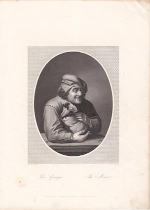 Der Geizige, The Miser, Stahlstich um 1850 von W. French nach Adriaen Brouwer (1605-1638), Blattg...