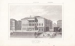 Pest, Budapest, Theatre a Pesth, Teatro en Pesth, schöner Stahlstich um 1840 von Lemaitre, Blattg...