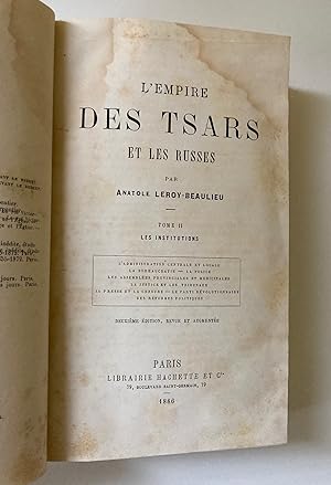 Image du vendeur pour L'Empire Des Tsars et Les Russes, Tome II,: Les Institutions (The Empire of the Tsars and Russia, Volume III, Religion) mis en vente par M.S.  Books