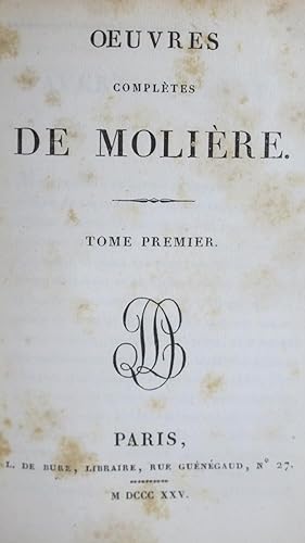 Bild des Verkufers fr Oeuvres compltes de Moliere zum Verkauf von Antiquariat Mahrenholz