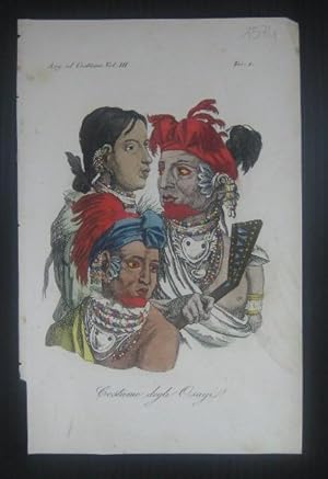 Costume degli Osagi - a hand-colored plate from 'Le Costume Ancien et Moderne'