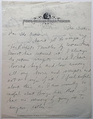 Autographed Letter Signed on "Metro-Goldwyn-Mayer Pictures" letterhead