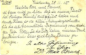 Diktierte Karte. Mit eigenhändiger Unterschrift. 8.11.1905.