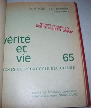 Verite et Vie: Fiches de Pedagogie Religieuse January-March 1965 #65