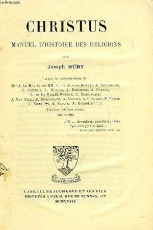 Bild des Verkufers fr Christus - Manuel D'histoire Des Religions zum Verkauf von JLG_livres anciens et modernes