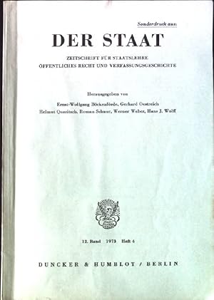 Bild des Verkufers fr Neues Material zur Vorgeschichte des Reichskonkordats. - Sonderdruck aus: Der Staat 12. Band, Heft 4, 1973. - Zeitschrift fr Staatslehre ffentliches Recht und Verfassungsgeschichte. zum Verkauf von books4less (Versandantiquariat Petra Gros GmbH & Co. KG)